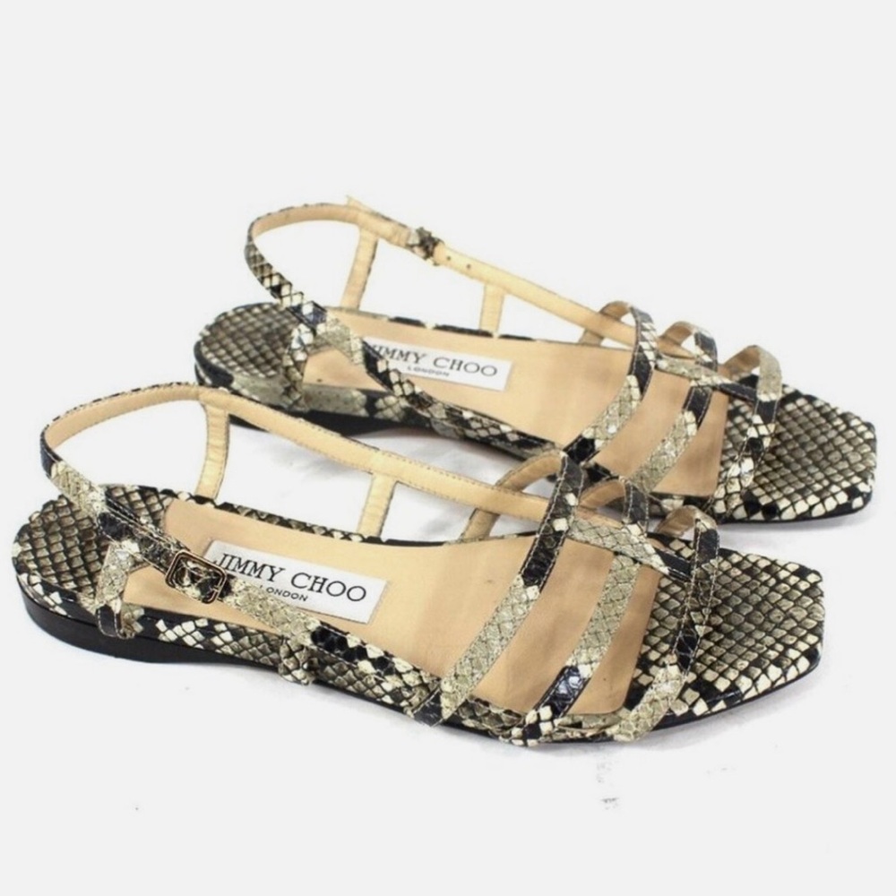 Jimmy Choo Snakeskin Sandals Arien Flat Snake Leather NWT